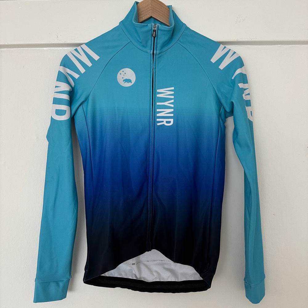 WYNR Women's Long Sleeve Cycling Jersey - Teal to Navy Ombre